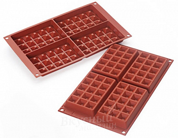 Фото силиконовая форма siliconflex вафли 4 ячейки silikomart sf155