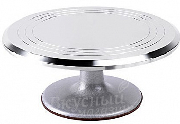 Фото подставка для торта крутящаяся, 30 см. металлическая на серой ножке cake stand 