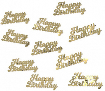 Фото украшение зеркальное золотое happy birthday 10 шт. md028
