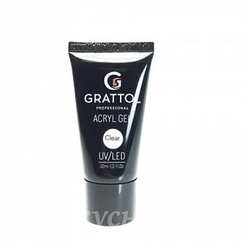 Фото акригель камуфлирующий прозрачный acryl gel clear 30 мл, grattol