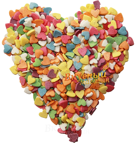 Фото декор сердечки разноцветные, 100 гр.