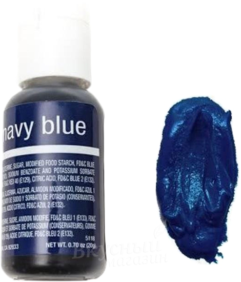 Фото краска синяя темная гелевая navy blue liqua-gel chefmaster, 20 гр.