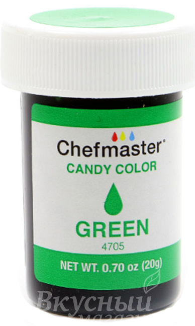 Фото краска гелевая жирорастворимая зеленая green candy color chefmaster, 20 гр.