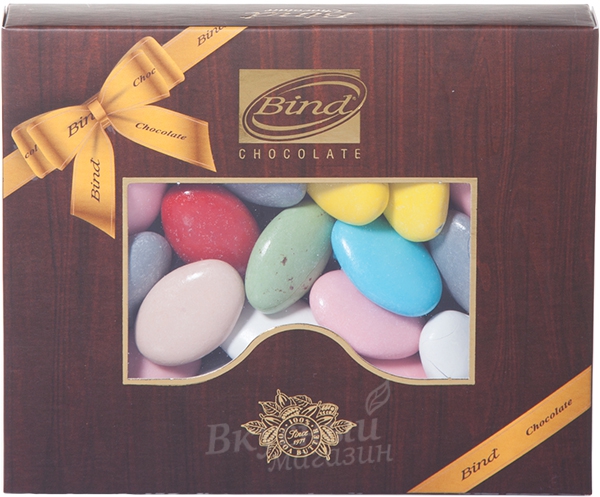Фото украшение шоколадное драже галька цветная в коробке bind, 100 гр.