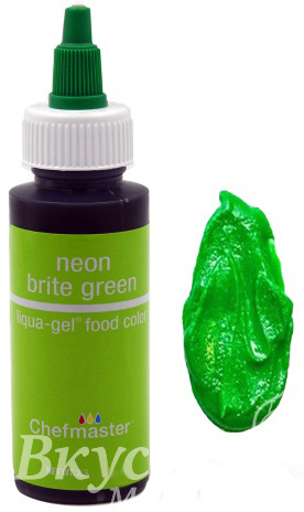 Фото краска зеленый неон гелевая neon brite green liqua-gel chefmaster, 298 гр.