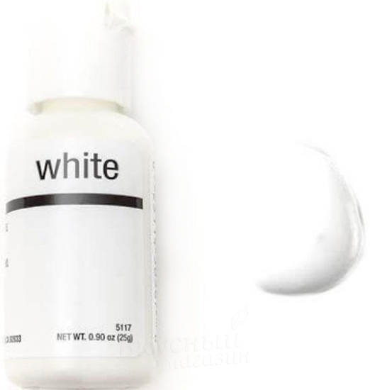 Фото краска белая гелевая white liqua-gel chefmaster, 25 гр.