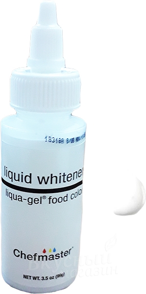 Фото краска белая гелевая liquid whitener liqua-gel chefmaster, 99 гр.