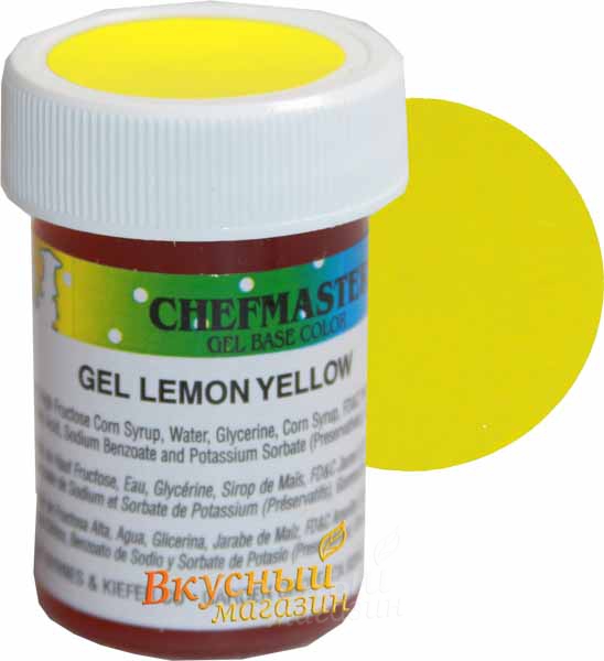 Фото краска желтый лимон гелевая концентрир. lemon yellow chefmaster, 28 гр.