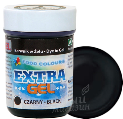 Фото краска черная гелевая паста black extra gel food colours, 35 гр.