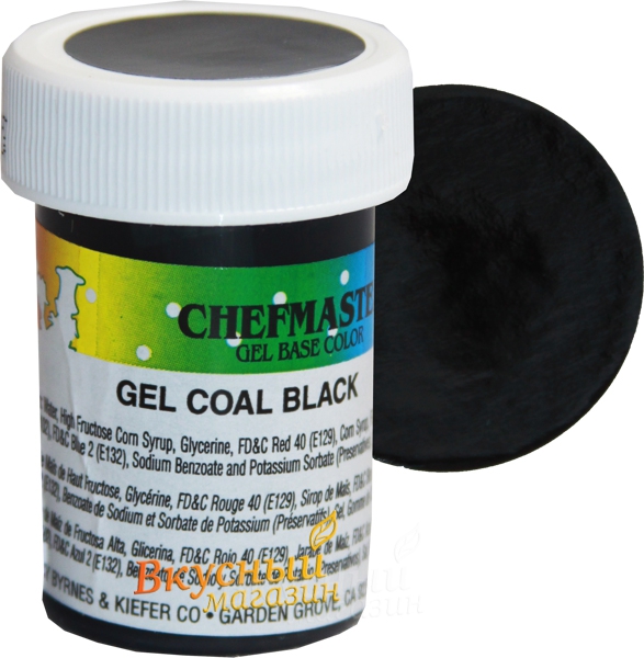 Фото краска черный уголь гелевая концентрир. coal black chefmaster, 28 гр.