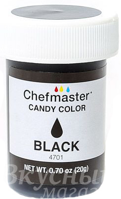 Фото краска гелевая жирорастворимая черная black candy color chefmaster, 20 гр.