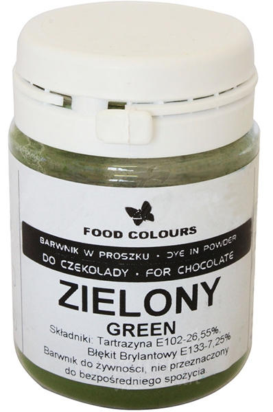 Фото краситель сухой зеленый green (тартразин, синий бриллиантовый) жирораств. food colours, 20 гр.