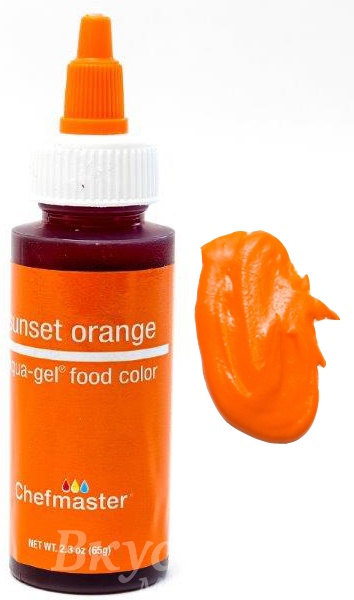 Фото краска оранжевый закат гелевая sunset orange liqua-gel chefmaster, 65 гр.