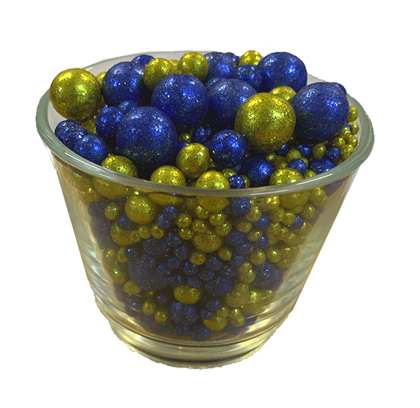 Фото декор шарики золото/синие блеск, 100 гр. 