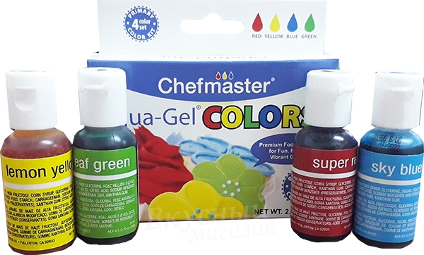 Фото краски гелевые набор основные цвета liqua-gel colors chefmaster primary, 4 цвета по 20 гр.