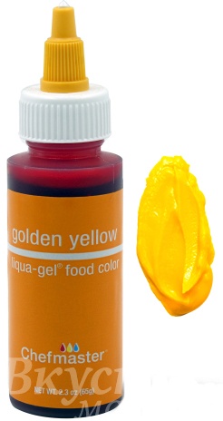 Фото краска желтое золото гелевая golden yellow liqua-gel chefmaster, 65 гр.