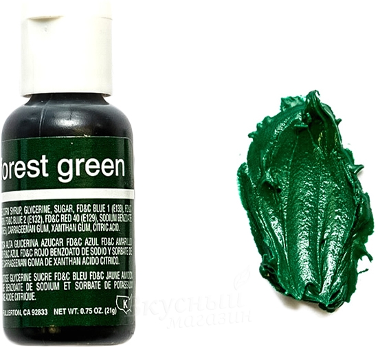 Фото краска зеленый лес гелевая forest green liqua-gel chefmaster, 20 гр.