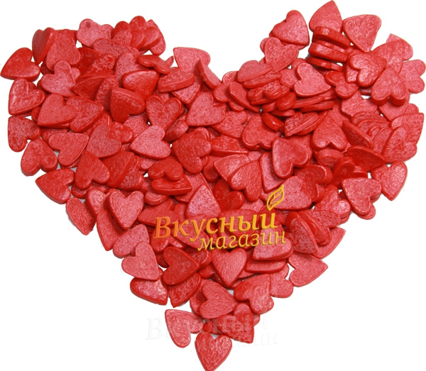 Фото декор сердечки красные большие, 100 гр.