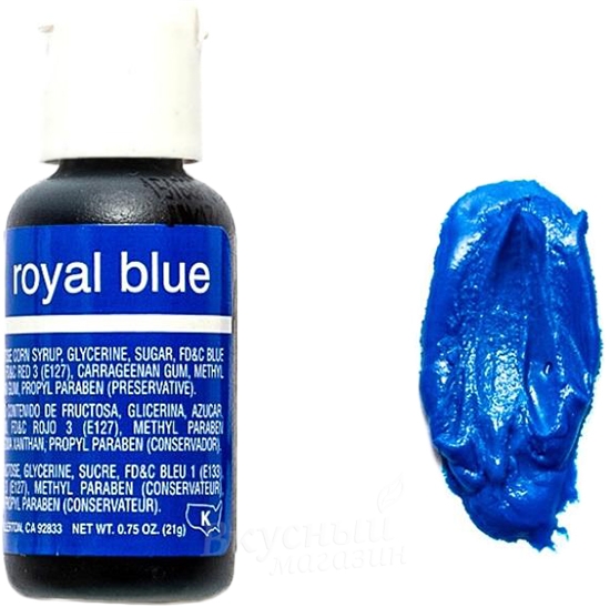 Фото краска синий королевский гелевая royal blue liqua-gel chefmaster, 20 гр.