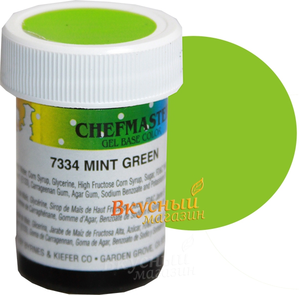 Фото краска зеленая мята гелевая концентрир. mint green chefmaster, 28 гр.