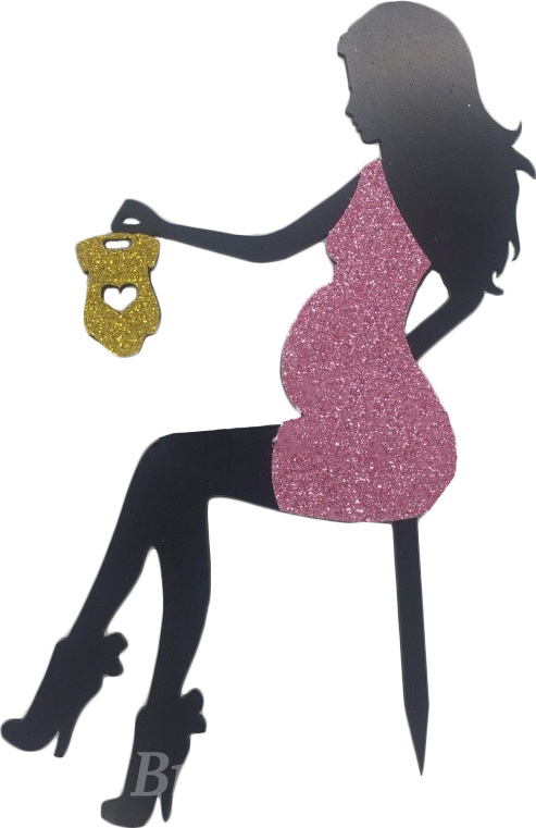 Фото топпер для торта с блестками девушка беременная сидит