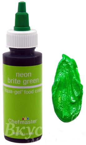 Фото краска зеленый неон гелевая neon brite green liqua-gel chefmaster, 65 гр.