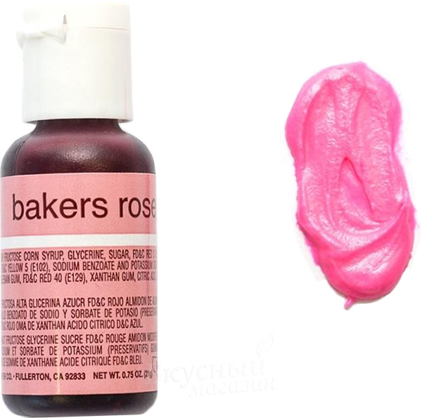 Фото краска розовая нежная гелевая bakers rose liqua-gel chefmaster, 20 гр.