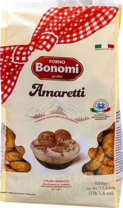 Фото печенье миндальное amaretti bonomi, 500 гр.