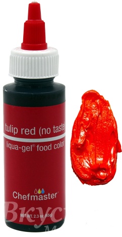 Фото краска красный тюльпан гелевая tulip red liqua-gel chefmaster, 65 гр.