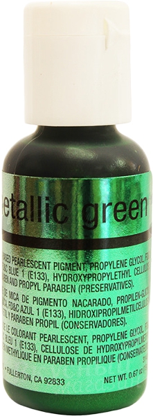 Фото краска сияющая зеленая metallic green chefmaster, 18 гр.