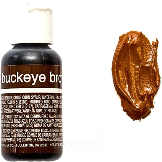 Фото краска коричневая гелевая buckeye brown liqua-gel chefmaster, 20 гр.