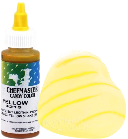 Фото краска гелевая жирорастворимая желтая yellow candy color chefmaster, 56 гр.