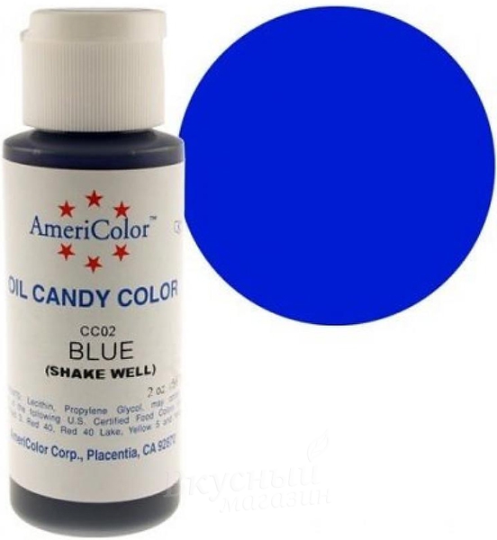 Фото краска гелевая жирорастворимая голубая blue oil candy color americolor, 56 гр. cc02