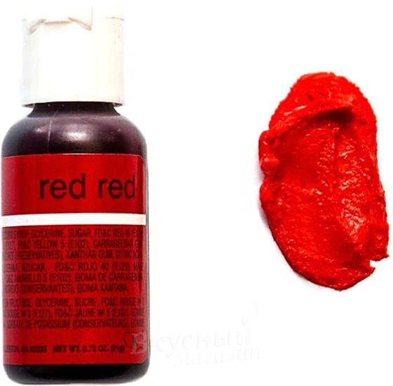 Фото краска красная гелевая red red liqua-gel chefmaster, 20 гр.