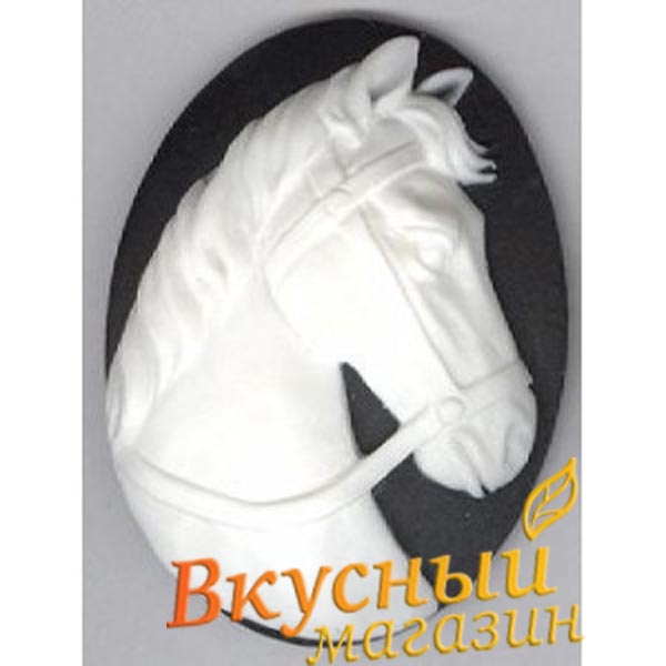 Фото молд для шоколада/мастики силиконовый камея лошадь, 4х3 см.