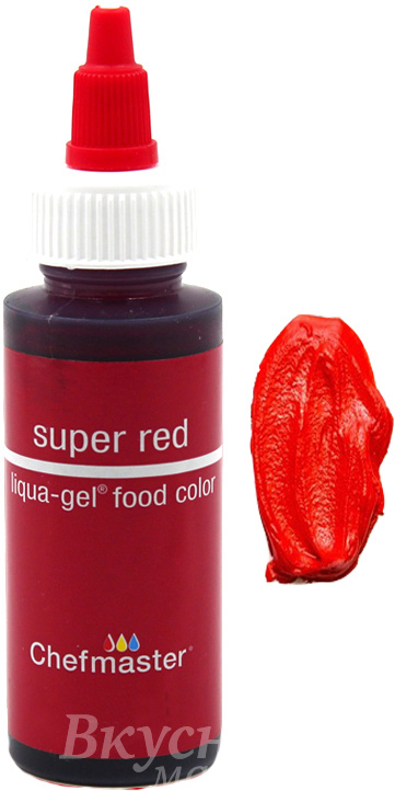 Фото краска красная насыщенная гелевая super red liqua-gel chefmaster, 298 гр.