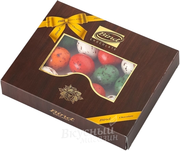 Фото украшение шоколадное драже перепелиные яйца в коробке bind, 100 гр.