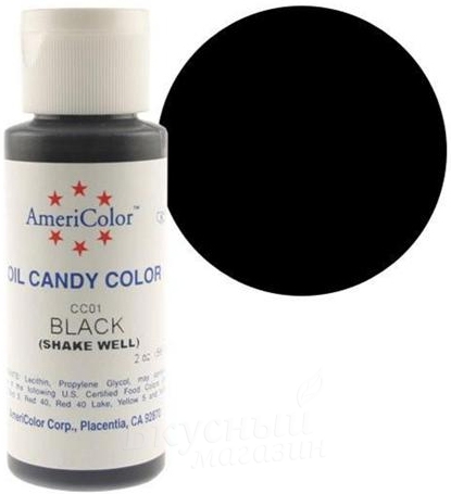 Фото краска гелевая жирорастворимая черная black oil candy color americolor, 56 гр. cc01
