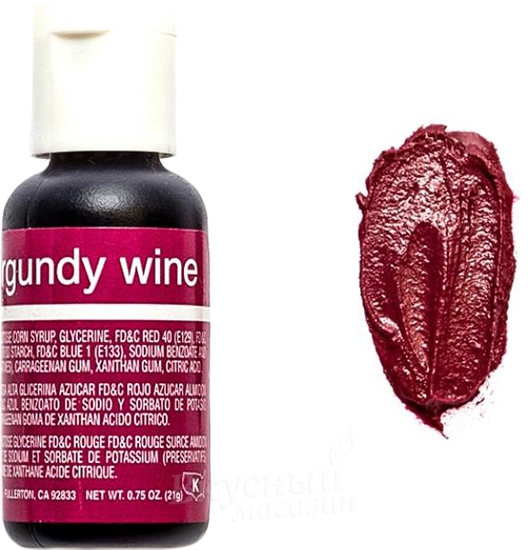 Фото краска бордовая гелевая burgundy wine liqua-gel chefmaster, 20 гр.