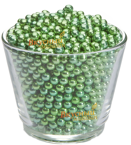 Фото декор шарики зелёные перламутровые 5 мм. i.d.a.v., 100 гр.
