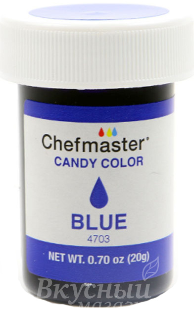 Фото краска гелевая жирорастворимая синяя blue candy color chefmaster, 20 гр.