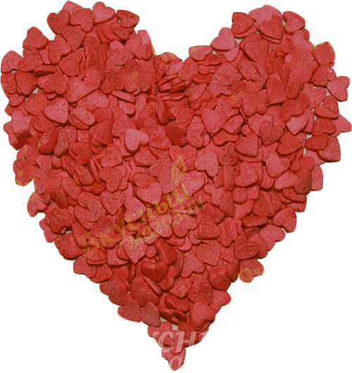 Фото декор сердечки красные средние топ продукт, 100 гр.