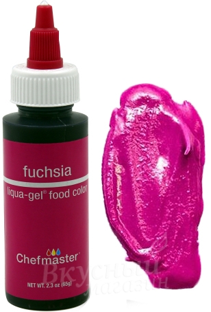 Фото краска розовая яркая (фуксия) гелевая fuchsia liqua-gel chefmaster, 65 гр.