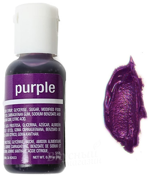 Фото краска пурпурная гелевая purple liqua-gel chefmaster, 20 гр.