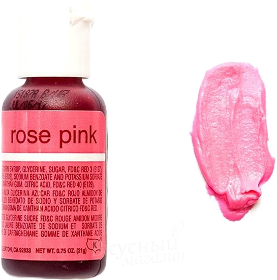 Фото краска розовая гелевая rose pink liqua-gel chefmaster, 20 гр.