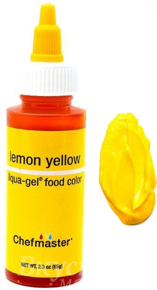Фото краска желтый лимон гелевая lemon yellow liqua-gel chefmaster, 65 гр.