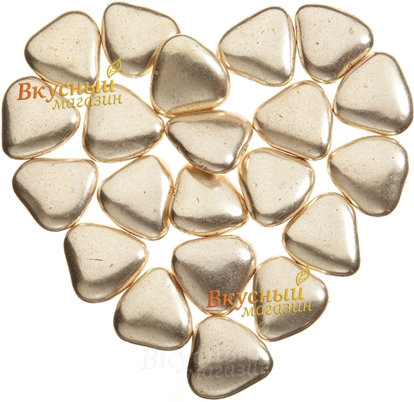 Фото декор сердечки золотые шоколадные ambrosio, 100 гр.