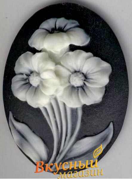 Фото молд для шоколада/мастики силиконовый камея цветы, 4х3 см.