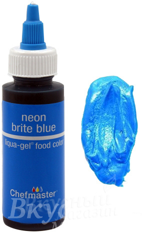 Фото краска синий неон гелевая neon brite blue liqua-gel chefmaster, 298 гр.