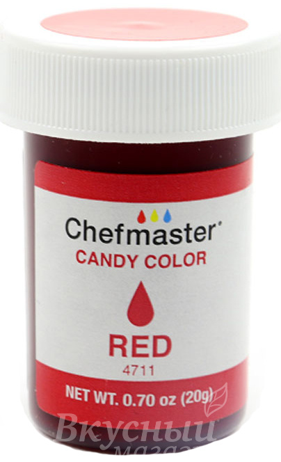 Фото краска гелевая жирорастворимая красная red candy color chefmaster, 20 гр.